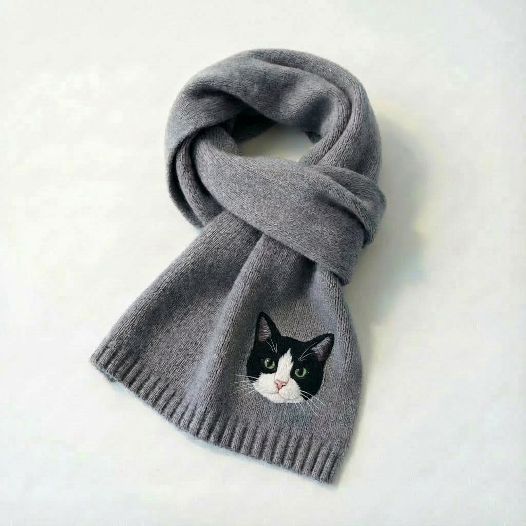 Custom Pet Portrait Knit Scarf