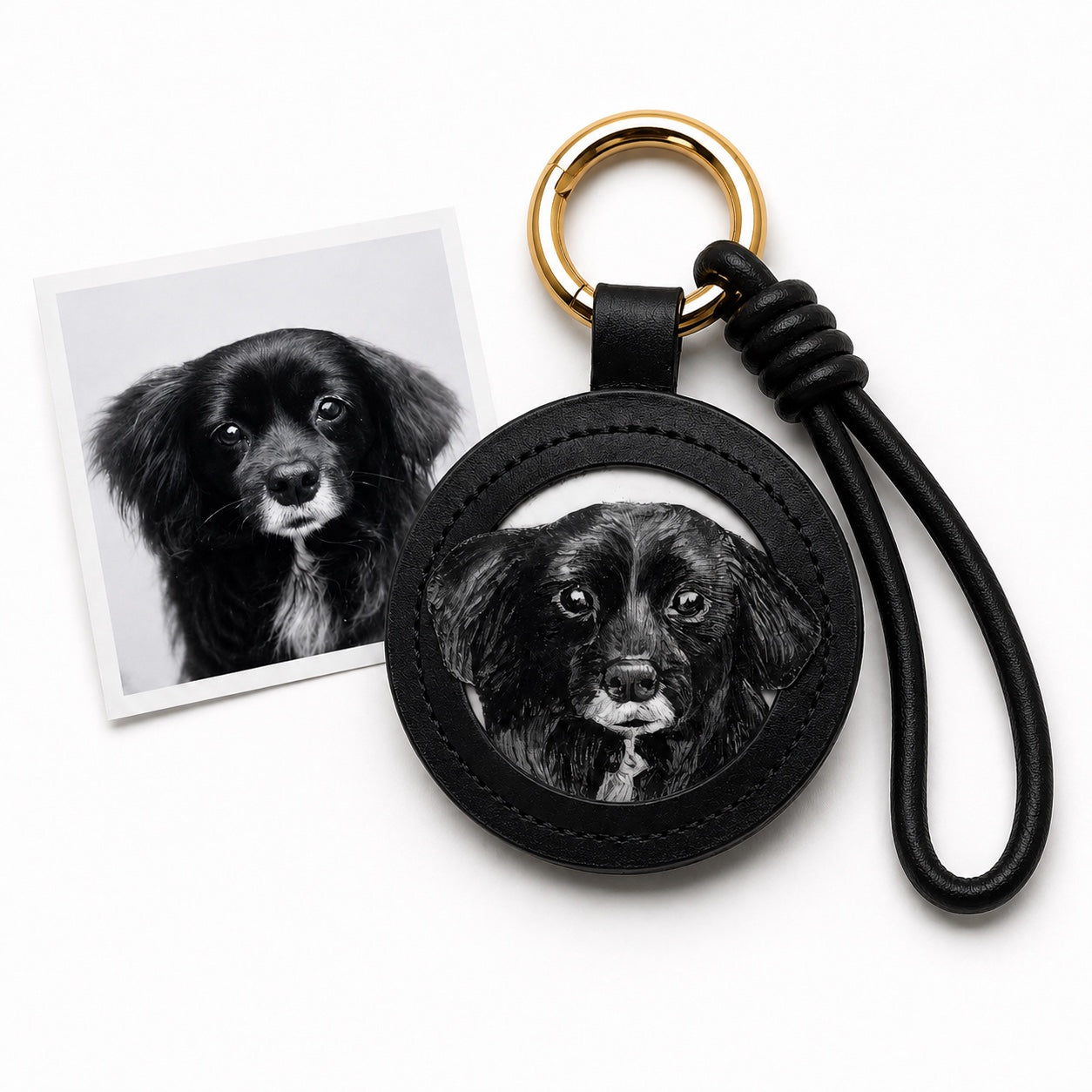 Leather Pet Portrait Keychain