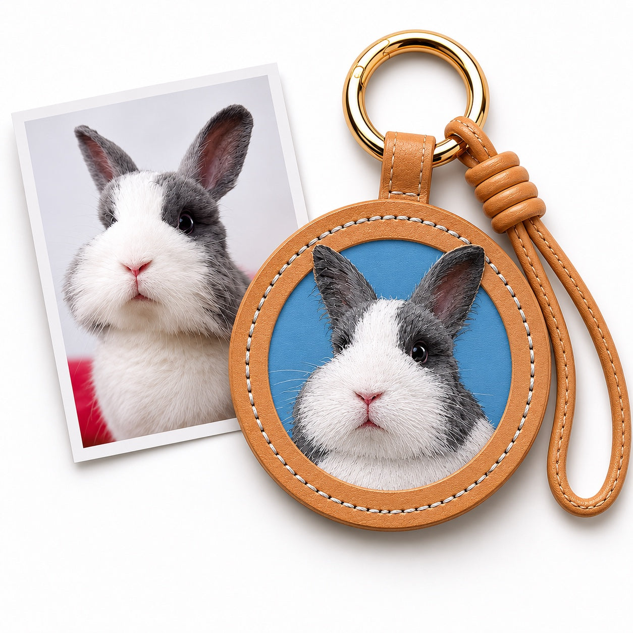 Leather Pet Portrait Keychain
