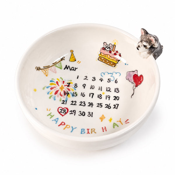Custom pet birthday memory ceramic bowl