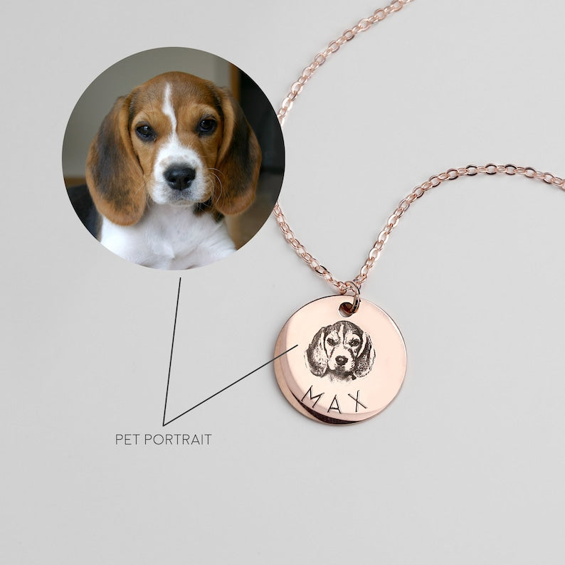 925 sterling silver pet portrait name necklace